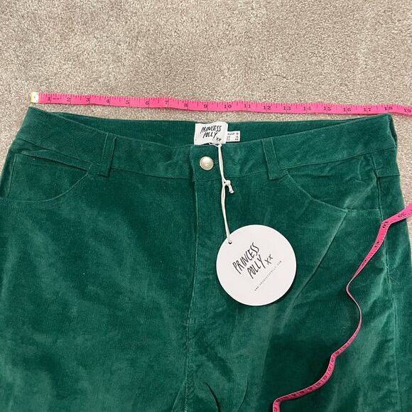 NWT Princess Polly Women's Green Corduroy Flare Pant Green Size 14 - Picture 11 of 11